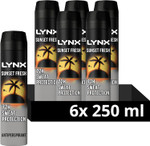 Lynx Sunset Fresh XXL Anti-Perspirant Aerosol Men's Deodorant Spray with a mango & mandarin scent for 72 hour invisible sweat protection 6x 250 ml