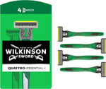 Wilkinson Sword Quattro Men's Disposable Razor for Sensitive Comfort, Great Addition to Wash Bags for Men's Grooming, Shavers for Sensitive Skin, 4 Pack Wilkinson Sword Quattro Men's Disposable Razor for Sensitive Comfort, Great Addition to Wash Bags for Men's Grooming, Shavers for Sensitive Skin, 4 Pack