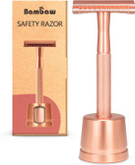 Metal Razor for Women with Safety Razor Stand | Rose Gold Women Razor | Eco Razor Women | Fits All Double Razor Blades | Reusable Razor Women | Zero Plastic | Eco Beauty | Sustainable Home | Bambaw