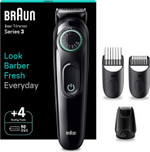 Braun Beard Trimmer Series 3 & Hair Clippers, 40 Length Settings, Rechargeable 50-min Cordless Runtime, Gifts for Men, UK 2 Pin Plug, BT3421, Black/Vibrant Green Braun Beard Trimmer Series 3 & Hair Clippers, 40 Length Settings, Rechargeable 50-min Cordless Runtime, Gifts for Men, UK 2 Pin Plug, BT3421, Black/Vibrant Green