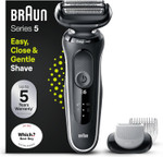 Braun Series 5 51-W1600s Electric Shaver for Men with EasyClick Body Groomer Attachment, EasyClean, Wet & Dry, Rechargeable, Cordless Foil Razor, White, Rated Which Best Buy