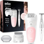 Braun Silk-épil 5 Epilator For Hair Removal, 3 In 1, Includes Shaver & Trimmer Head, Cordless, Gentle Hair Removal Setting, Wet & Dry, 100% Waterproof, 2 Pin Bathroom Plug, 5-820, White/Pink Braun Silk-épil 5 Epilator For Hair Removal, 3 In 1, Includes Shaver & Trimmer Head, Cordless, Gentle Hair Removal Setting, Wet & Dry, 100% Waterproof, 2 Pin Bathroom Plug, 5-820, White/Pink
