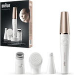 Braun FaceSpa Facial Epilator for Women, Hair Removal with Facial Cleansing Brush Head, Toning Head & Charger Stand, Wet & Dry, SE911, White/Bronze Braun FaceSpa Facial Epilator for Women, Hair Removal with Facial Cleansing Brush Head, Toning Head & Charger Stand, Wet & Dry, SE911, White/Bronze