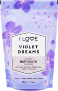 I Love Violet Dreams Scented Bath Salts, With 99% Naturally Derived Ingredients Including ACB BioWater Bamboo, Lightly Fragranced Leaving Skin Feeling Silky & Smooth, VeganFriendly 500g I Love Violet Dreams Scented Bath Salts, With 99% Naturally Derived Ingredients Including ACB BioWater Bamboo, Lightly Fragranced Leaving Skin Feeling Silky & Smooth, VeganFriendly 500g