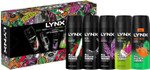 Lynx IT'S GAME TIME Body Spray Collection with 48 Hours Protection Africa, Black, Excite, Epic Fresh, Jungle Fresh Deodorant 5 Pieces Gift Set for Him Lynx IT'S GAME TIME Body Spray Collection with 48 Hours Protection Africa, Black, Excite, Epic Fresh, Jungle Fresh Deodorant 5 Pieces Gift Set for Him