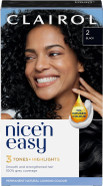 Clairol Nice'n Easy Crème Permanent Hair Dye, 2 Black, 240g