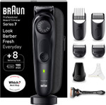 Braun Beard Trimmer Series 7 & Hair Clippers with Gillette Proglide Men's Razor, 40 Length Settings, Gifts for Men, 100-min Runtime, BT7440, Silver Braun Beard Trimmer Series 7 & Hair Clippers with Gillette Proglide Men's Razor, 40 Length Settings, Gifts for Men, 100-min Runtime, BT7440, Silver