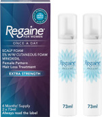 Regaine for Women 5% Minoxidil Extra Strength Scalp Foam for Hair Regrowth (2x 73ml), Scientifically Proven to Help Stop and Reverse Hereditary Female Hair Loss, Revitalise Hair Follicles Regaine for Women 5% Minoxidil Extra Strength Scalp Foam for Hair Regrowth (2x 73ml), Scientifically Proven to Help Stop and Reverse Hereditary Female Hair Loss, Revitalise Hair Follicles