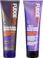 Fudge Professional Clean Blonde Damage Rewind Haircare Duo, Intense Purple Toning Routine, Shampoo and Conditioner Set for Blonde Hair, 2 x 250 ml Fudge Professional Clean Blonde Damage Rewind Haircare Duo, Intense Purple Toning Routine, Shampoo and Conditioner Set for Blonde Hair, 2 x 250 ml