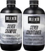 BLEACH LONDON Silver Shampoo 250 ml and Silver Conditioner 250 ml - High Pigmented Ashy Silver Rinse, Vegan Cruelty Free, colour Protected Clean, colour Depositing Toning Formula