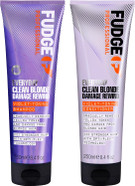 Fudge Professional Everyday Clean Blonde Damage Rewind Haircare Duo, Daily Purple Toning Routine, Shampoo and Conditioner Set for Blonde Hair, 2 x 250 ml Fudge Professional Everyday Clean Blonde Damage Rewind Haircare Duo, Daily Purple Toning Routine, Shampoo and Conditioner Set for Blonde Hair, 2 x 250 ml