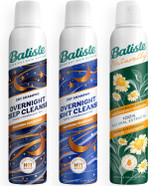 Batiste Hit Snooze Bundle - 3-Pack Dry Shampoo Variety Bundle for Effortless Overnight Cleansing and Refreshed Hair: Naturally, Overnight Light Cleanse, and Overnight Deep Cleanse - 3 x 200ml