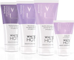White Hot Short Hair Quartet, brightening hair care regime with texturising styling cream for shorter white & grey hair, purple shampoo White Hot Short Hair Quartet, brightening hair care regime with texturising styling cream for shorter white & grey hair, purple shampoo