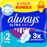Always Ultra Long (Size 2) Sanitary Towels with Wings 48 Pads Super Absorbent, Neutralises Odours, Ultra Thin Always Ultra Long (Size 2) Sanitary Towels with Wings 48 Pads Super Absorbent, Neutralises Odours, Ultra Thin