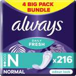 Always Daily Fresh Normal Panty Liners 54 Liners, Odour Lock, Feel Nothing But Fresh & Protected Always Daily Fresh Normal Panty Liners 54 Liners, Odour Lock, Feel Nothing But Fresh & Protected