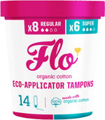 FLO Tampons, Regular with Applicator, Made from 100% Organic Cotton & Ultra-Absorbent - 80 Regular Tampons