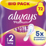 Always Platinum Long (Size 2) Sanitary Towels with Wings 18 Pads x 4