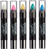 Iridescent Glitter Paint Stick / Body Crayon makeup for the Face & Body by Moon Glitter - 3.5g - Set of 5 Iridescent Glitter Paint Stick / Body Crayon makeup for the Face & Body by Moon Glitter - 3.5g - Set of 5