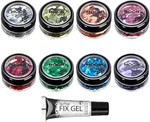 Classic Chunky Glitter by Moon Glitter - Set of 8 Colours + Fix Gel - Cosmetic Festival Makeup Glitter for Face, Body, Nails, Hair, Lips - 3g Classic Chunky Glitter by Moon Glitter - Set of 8 Colours + Fix Gel - Cosmetic Festival Makeup Glitter for Face, Body, Nails, Hair, Lips - 3g