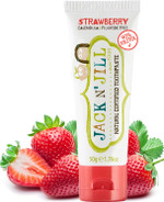 Jack N' Jill Natural Certified Toothpaste - Baby & Toddler Toothpaste, Fluoride-Free, 40% Xylitol, Sugar-Free, Safe for 6 Months and Up, Makes Tooth Brushing Fun, Organic Strawberry Flavour, 1 x 50g Jack N' Jill Natural Certified Toothpaste - Baby & Toddler Toothpaste, Fluoride-Free, 40% Xylitol, Sugar-Free, Safe for 6 Months and Up, Makes Tooth Brushing Fun, Organic Strawberry Flavour, 1 x 50g