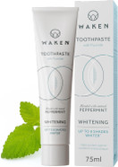 Waken Whitening Toothpaste, clinically Tested whitening Formula for up to 8 Shades Whiter Teeth, Prevents Enamel Stains, SLS-Free, Vegan Friendly, 100% Recyclable, Natural Peppermint Flavour, 75ml Waken Whitening Toothpaste, clinically Tested whitening Formula for up to 8 Shades Whiter Teeth, Prevents Enamel Stains, SLS-Free, Vegan Friendly, 100% Recyclable, Natural Peppermint Flavour, 75ml