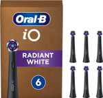 Oral-B iO Radiant White Original Electric Toothbrush Head, Angled Bristles Deeper Plaque Removal, with Polishing Petals for Teeth Whitening, Pack of 6 Toothbrush Heads, Black Oral-B iO Radiant White Original Electric Toothbrush Head, Angled Bristles Deeper Plaque Removal, with Polishing Petals for Teeth Whitening, Pack of 6 Toothbrush Heads, Black