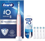 Oral-B iO3 Electric Toothbrushes Adults, 4 Toothbrush Heads, 3 Modes With Teeth Whitening, 2 Pin UK Plug, Pink