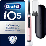 Oral-B iO5 Electric Toothbrushes For Adults, 1 Toothbrush Head & Travel Case, 5 Modes With Teeth Whitening, UK 2 Pin Plug, Pink Oral-B iO5 Electric Toothbrushes For Adults, 1 Toothbrush Head & Travel Case, 5 Modes With Teeth Whitening, UK 2 Pin Plug, Pink