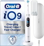 Oral-B iO9 Electric Toothbrushes For Adults, Oral B Electric Toothbrushes, App Connected Handle, 1 Toothbrush Head & Charging Travel Case, 7 Modes with Teeth Whitening, 2 Pin UK Plug, White Oral-B iO9 Electric Toothbrushes For Adults, Oral B Electric Toothbrushes, App Connected Handle, 1 Toothbrush Head & Charging Travel Case, 7 Modes with Teeth Whitening, 2 Pin UK Plug, White