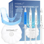 Teeth Whitening Kit,IVISMILE Teeth Whitener with 3 * 3ml Teeth Whitening Gel & 5X Led Teeth Whitening Light to Teeth Cleaning Plaque Removal,Home Tooth Whitening Kit for Natural Brighter Smile
