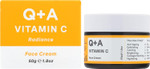 Q+A Vitamin C Radiance Cream - Hydrating, Anti-Ageing Face Cream with Collagen Boosting Vitamin C, Elasticity Enhancing Centella Asiatica & Antioxidant-Rich Tropical Fruit for Glowing Skin, 50g
