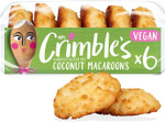 Mrs Crimble's Gluten Free Vegan Coconut Macaroons, Premium Quality, Certified Free from Gluten, Wheat Free & Vegetarian Friendly, Pack of 6 180g Mrs Crimble's Gluten Free Vegan Coconut Macaroons, Premium Quality, Certified Free from Gluten, Wheat Free & Vegetarian Friendly, Pack of 6 180g
