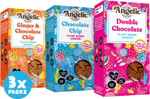 Angelic Free From 3 Mixed Box Vegan & Gluten Free Cookies. 3 Boxes Of Dairy, Nuts, Soya, Egg, Peanut Free Biscuits. Allergy Safe Snacks. Chocolate Chip, Double Chocloate and Ginger and Chocolate Angelic Free From 3 Mixed Box Vegan & Gluten Free Cookies. 3 Boxes Of Dairy, Nuts, Soya, Egg, Peanut Free Biscuits. Allergy Safe Snacks. Chocolate Chip, Double Chocloate and Ginger and Chocolate