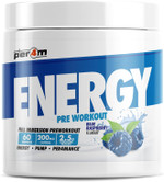 Per4m Energy Pre Workout with Amino Acids | Caffeine, Tyrosine, Citrulline & Theobromine | Endurance, Focus & Sustained Power | 60 Servings (390g, Blue Raspberry)