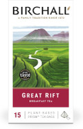 Birchall Great Rift Breakfast Blend Tea Bags, English Breakfast Tea Bursting with Full Flavour, Perfect Vegan Gifts, 15 Plant-Based Prism Tea Bags