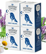 Higher Living Sweet Dreams Organic Herbal Tea - Aromatic, Caffeine Free Calming Bedtime Tea with Lemon Balm, Lavender, Chamomile & Peppermint - 4 Boxes, 15 Bags Each Higher Living Sweet Dreams Organic Herbal Tea - Aromatic, Caffeine Free Calming Bedtime Tea with Lemon Balm, Lavender, Chamomile & Peppermint - 4 Boxes, 15 Bags Each