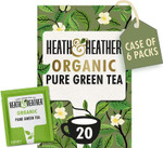Heath & Heather Organic Pure Green Tea | Individually Wrapped Caffeine-Free Herbal Tea Infusions | 6 Packs of 20, Total 120 Tea Bags