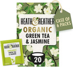 Heath & Heather Organic Green Tea with Jasmine (6 Packs of 20, Total 120) Individually Wrapped Caffeine-Free Herbal Tea Infusions Heath & Heather Organic Green Tea with Jasmine (6 Packs of 20, Total 120) Individually Wrapped Caffeine-Free Herbal Tea Infusions
