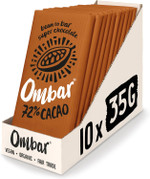 Vegan Chocolate Bar - Ombar 72% Dark Chocolate (35g x 10 bars) - Organic Fair Trade Chocolate - Dairy and Gluten Free - Raw Cacao