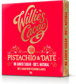 Willie's Cacao - No Added Sugar Chocolate bar - 100% Cacao with Pistachio & Date - 50g x 12-100% cacao naturally sweetened with fruit and nuts - Vegan chocolate - Artisan chocolate