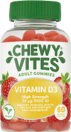 Chewy Vites Adult High Strength Vitamin D3, 60 Vitamin D Gummies, 25 micrograms 1000 IU, 2 Months Supply, Vegan, Real Fruit Juice, Strawberry Flavour Chewy Vites Adult High Strength Vitamin D3, 60 Vitamin D Gummies, 25 micrograms 1000 IU, 2 Months Supply, Vegan, Real Fruit Juice, Strawberry Flavour