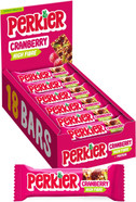 Perkier Cranberry, 18 Bars, Vegan, Gluten Free, Protein, High Fibre, Lower Sugar Snack, Natural Ingredients, Lower Calorie, Healthy, No Palm Oil, Carbon Neutral, Recyclable Packaging Perkier Cranberry, 18 Bars, Vegan, Gluten Free, Protein, High Fibre, Lower Sugar Snack, Natural Ingredients, Lower Calorie, Healthy, No Palm Oil, Carbon Neutral, Recyclable Packaging