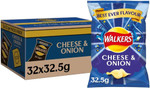 Walkers Cheese and Onion Crisps Multi-Pack Box, 32.5 g, Case of 32