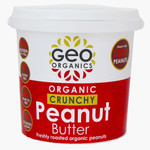 Geo Organics Crunchy Peanut Butter 350g Jar (6pk) -Made with 100% Organic Roasted Peanuts -Natural, No Palm Oil, No Added Sugar, No Salt, Hi-Oleic Peanuts, High Protein, Gluten Free, Vegan, Dairy Free