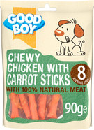Good Boy - Chewy Chicken With Carrot Sticks - Dog Treats - Made With 100% Natural Chicken Breast Meat - 10x90 grams - Rawhide Free Dog Treats Good Boy - Chewy Chicken With Carrot Sticks - Dog Treats - Made With 100% Natural Chicken Breast Meat - 10x90 grams - Rawhide Free Dog Treats