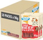 Good Boy - Tender Beef Fillets - Dog Treats - Made with 100% Natural Beef - 90 g e - No Artificial Flavouring - Case of 10 Good Boy - Tender Beef Fillets - Dog Treats - Made with 100% Natural Beef - 90 g e - No Artificial Flavouring - Case of 10