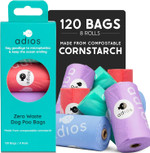 Adios - Compostable Dog Poop Bags, 120 Count (8 Rolls) - Rainbow Colours - Extra Thick, Leakproof, Odour Proof Dog Waste Bags - Made from Compostable Cornstarch - Easy Tear Rolls Adios - Compostable Dog Poop Bags, 120 Count (8 Rolls) - Rainbow Colours - Extra Thick, Leakproof, Odour Proof Dog Waste Bags - Made from Compostable Cornstarch - Easy Tear Rolls