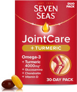 Seven Seas JointCare + Turmeric, with Omega-3, Glucosamine, Chondroitin, Vitamins C and D, Manganese and Zinc, Food Supplements, 30-Day Pack Seven Seas JointCare + Turmeric, with Omega-3, Glucosamine, Chondroitin, Vitamins C and D, Manganese and Zinc, Food Supplements, 30-Day Pack