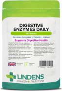 Lindens - Digestive Enzymes Daily Tablets - 90 Tablets - UK Made - Contains Betaine Hcl, Papain, Amylase & Lipase to Promote Better Digestion - Letterbox Friendly, Vegan