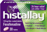 Histallay Hayfever & Allergy Relief Tablets, 30 Tablets, 120mg Fexofenadine, Antihistamine 24hr Relief, Acts Within 1hr, Relieves Hayfever, Pet, Dust and Mould Allergies